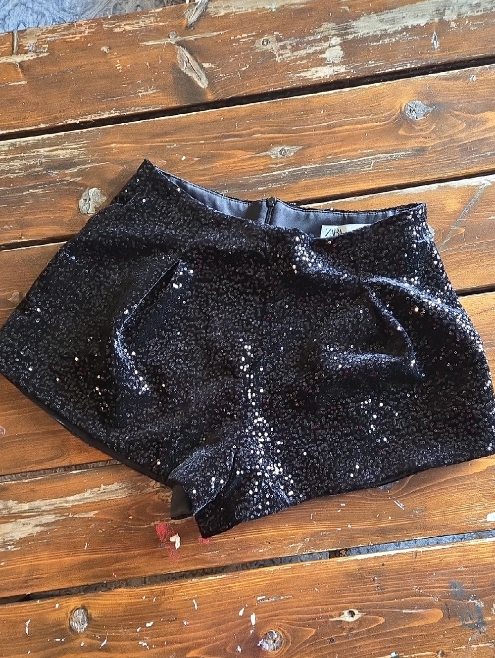 Zara Black Sequin Party Shorts